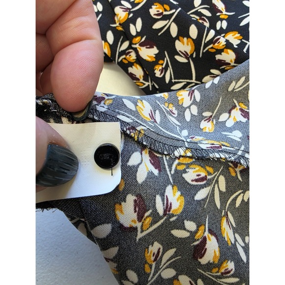 Zara Womens Floral Babydoll Mini Dress Black Yellow Long Sleeve Size S 4437/290 - Picture 6 of 9